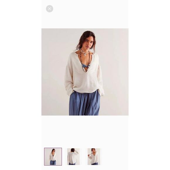 Free People We The Free Easy Sunday Pullover Shirt Tunic Top Oversized $128 - Picture 3 of 3